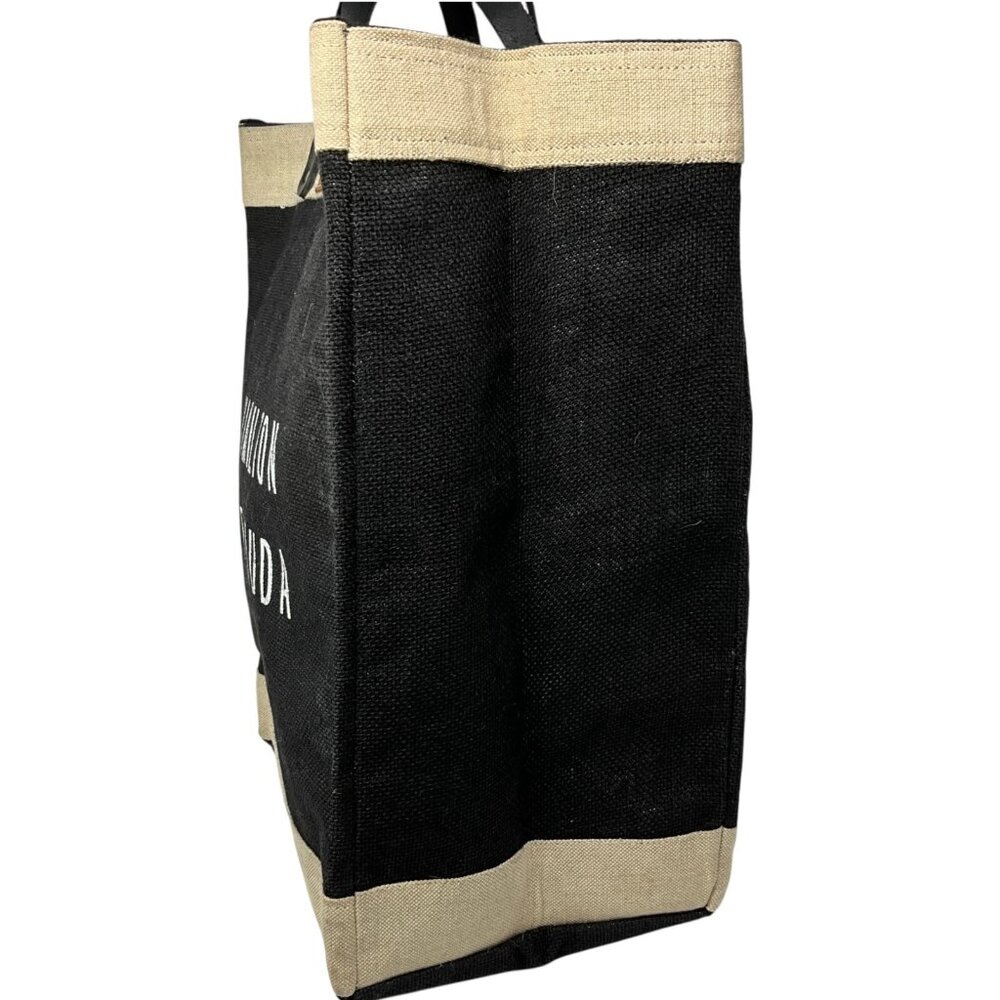 Apolis Jute Market Bag Tall Black Hamilton Bermuda Leather Handles - Picture 5 of 10